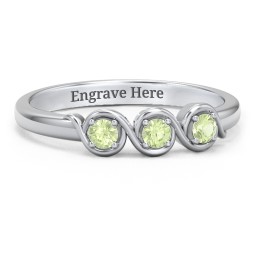 Triple Wave Ring in 925 Sterling Silver with Peridot