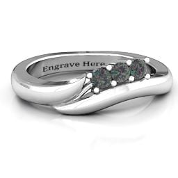 Three Stone Single Bypass Ring
