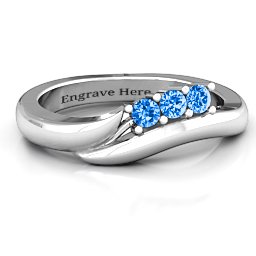 Three Stone Single Bypass Ring