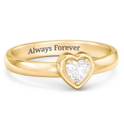 Heart in a Heart Ring in 18K Gold Plated Silver with Diamond