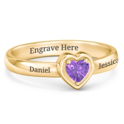 Heart in a Heart Ring in 18K Gold Plated Silver with Amethyst