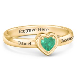Heart in a Heart Ring in 18K Gold Plated Silver with Emerald