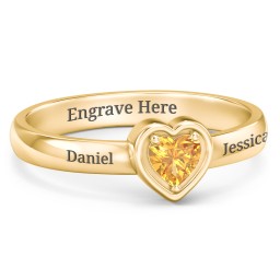 Heart in a Heart Ring in 18K Gold Plated Silver with Citrine