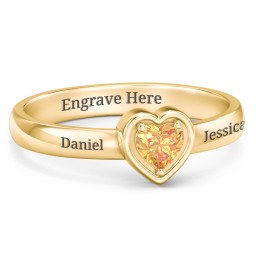Heart in a Heart Ring in 18K Gold Plated Silver with Citrine