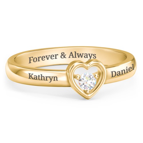 Solitaire Heart Ring – 18K Gold Plated Silver with Lab Diamond