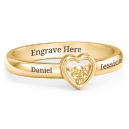 Solitaire Heart Ring in 18K Gold Plated Silver with Citrine