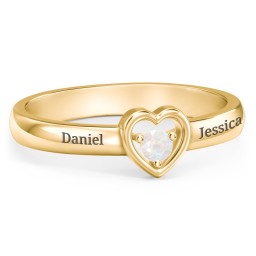 Solitaire Heart Ring in 18K Gold Plated Silver with Opal