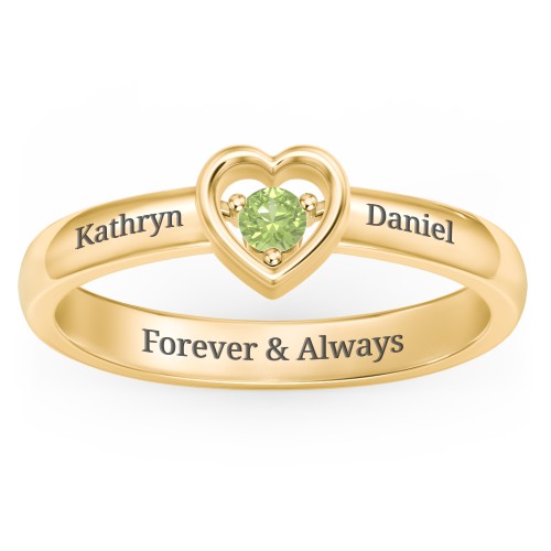 Solitaire Heart Ring – 18K Gold Plated Silver with Peridot