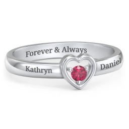Solitaire Heart Ring in 925 Sterling Silver with Ruby