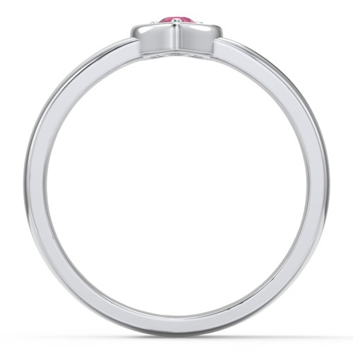Solitaire Heart Ring – 10K White Gold with Ruby