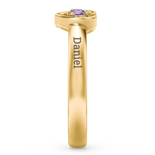 Kissing Hearts Ring – 18K Gold Plated Silver with Amethyst