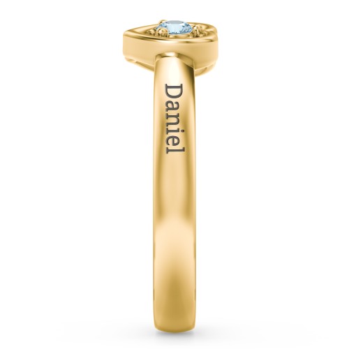 Kissing Hearts Ring – 18K Gold Plated Silver with Blue Topaz
