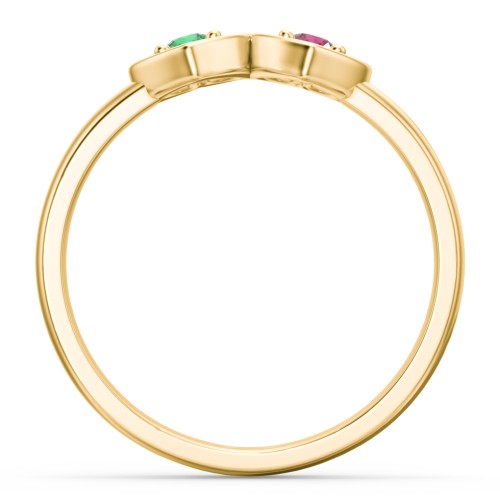 Kissing Hearts Ring – 10K Yellow Gold with Emerald and Ruby