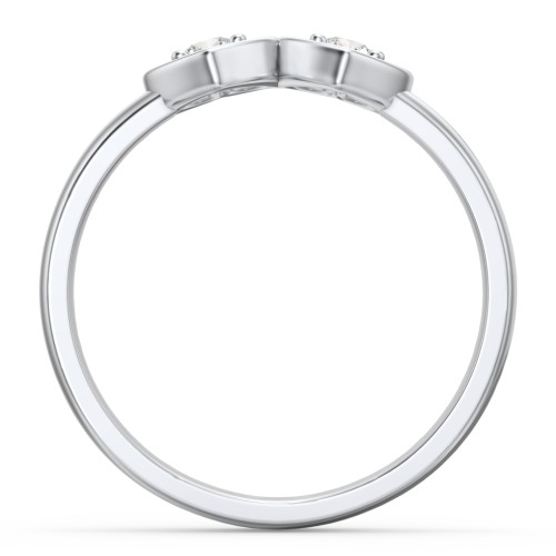 Kissing Hearts Ring – Sterling Silver with Cubic Zirconia