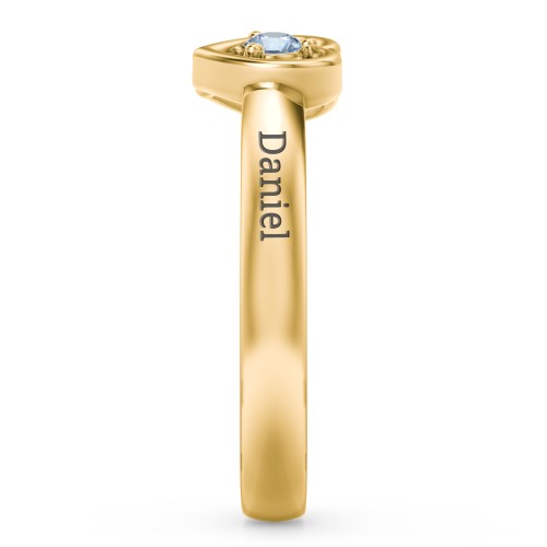 Kissing Hearts Ring – 18K Gold Plated Silver with Blue Topaz