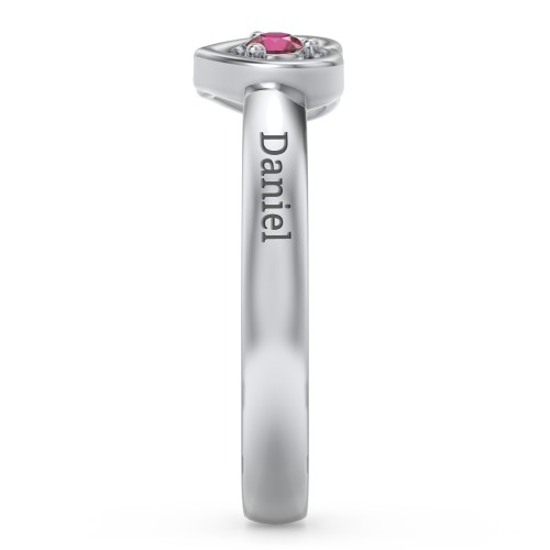 Kissing Hearts Ring – Sterling Silver with Emerald and Ruby