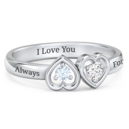 Inverted Kissing Hearts Ring