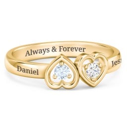 Inverted Kissing Hearts Ring