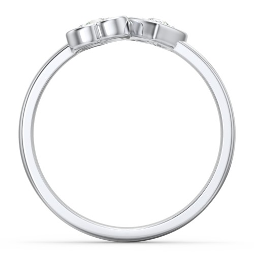 Inverted Kissing Hearts Ring – Sterling Silver with Cubic Zirconia