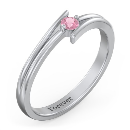 Double Line Bypass Ring – Sterling Silver with Pink Tourmaline
