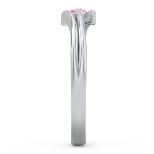 Double Line Bypass Ring – Sterling Silver with Pink Tourmaline