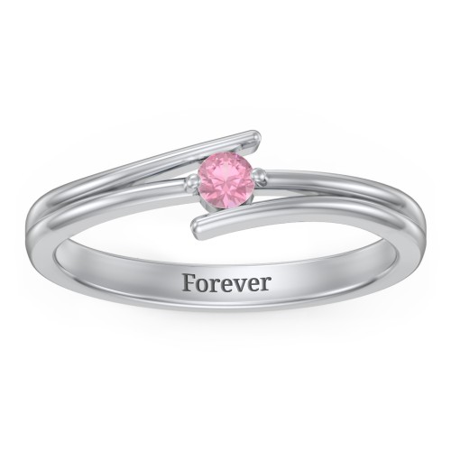Double Line Bypass Ring – Sterling Silver with Pink Tourmaline