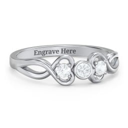 Twin Hearts with Centre Bezel Ring