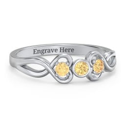 Twin Hearts with Centre Bezel Ring