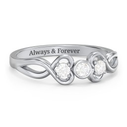 Twin Hearts with Centre Bezel Ring