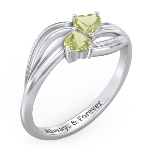 A "Couple" of Hearts Ring – Sterling Silver with Peridot