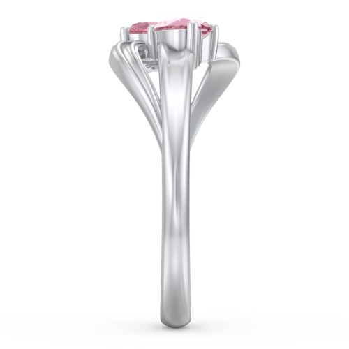 A "Couple" of Hearts Ring – Sterling Silver with Pink Tourmaline