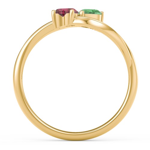 A "Couple" of Hearts Ring – 10K Yellow Gold with Emerald and Ruby
