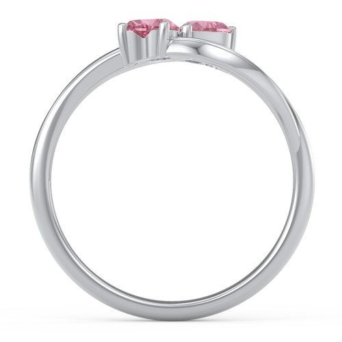A "Couple" of Hearts Ring – Sterling Silver with Pink Tourmaline