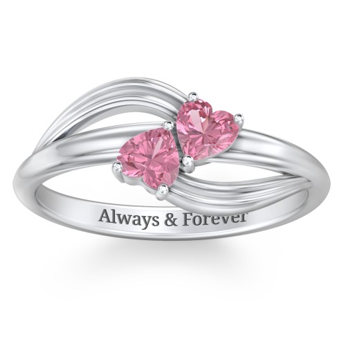 A "Couple" of Hearts Ring – Sterling Silver with Pink Tourmaline