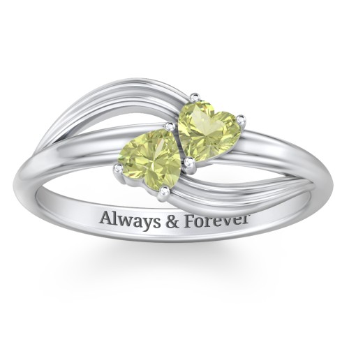A "Couple" of Hearts Ring – Sterling Silver with Peridot