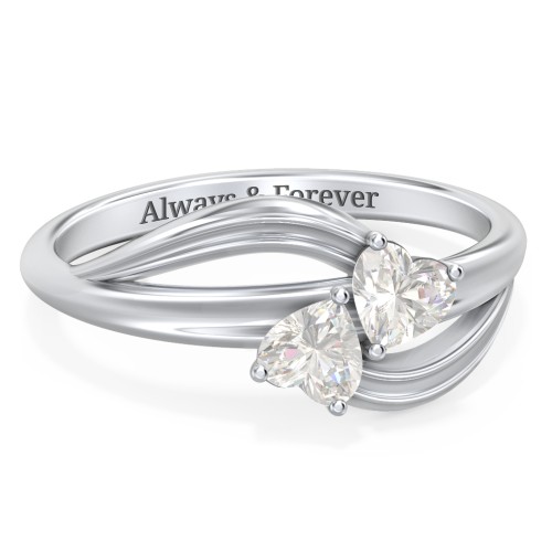 A "Couple" of Hearts Ring – Sterling Silver with Cubic Zirconia