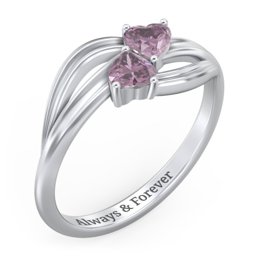 A "Couple" of Hearts Ring – Sterling Silver with Alexandrite