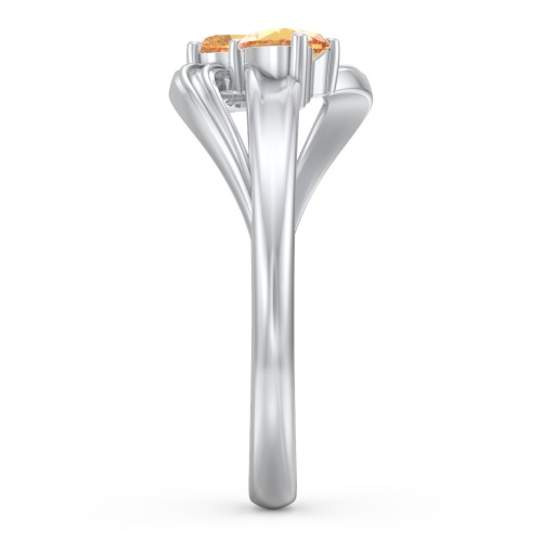 A "Couple" of Hearts Ring – Sterling Silver with Citrine
