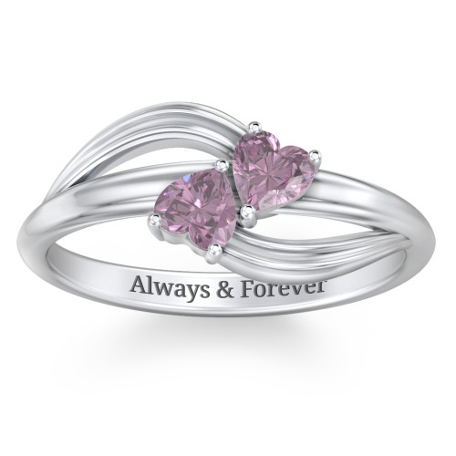 A "Couple" of Hearts Ring – Sterling Silver with Alexandrite