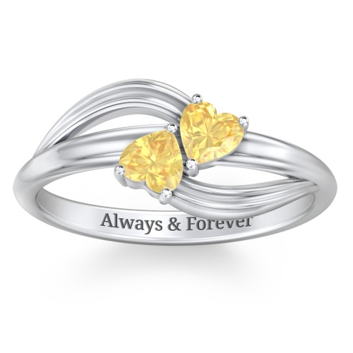 A "Couple" of Hearts Ring – Sterling Silver with Citrine