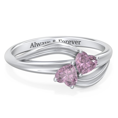 A "Couple" of Hearts Ring – Sterling Silver with Alexandrite