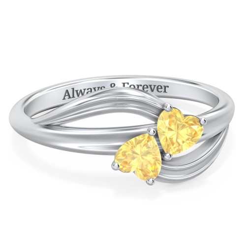 A "Couple" of Hearts Ring – Sterling Silver with Citrine