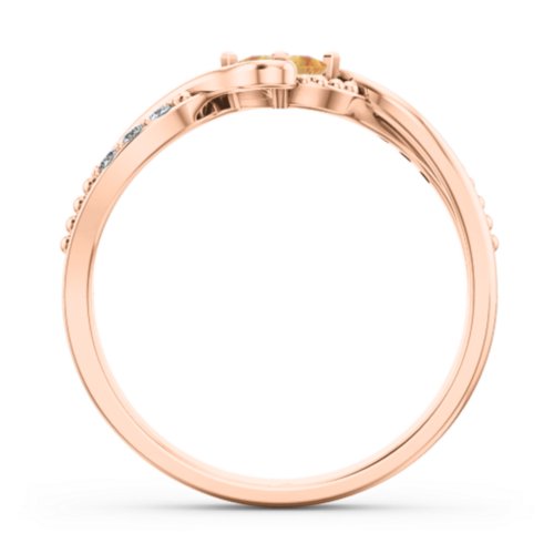 Solitaire Princess Cut Ring with Twisted Split Shank and Accents
