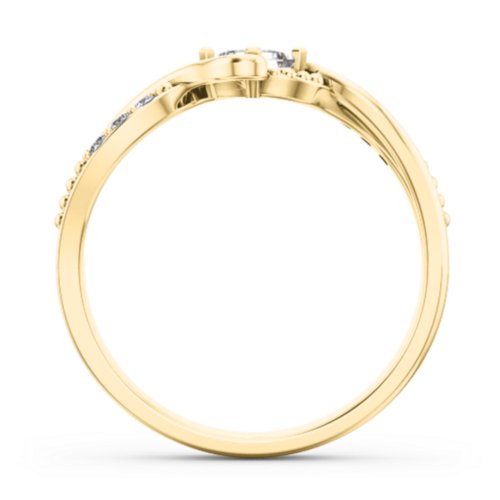 Solitaire Princess Cut Ring with Twisted Split Shank and Accents – 18K Gold Plated Silver with Lab Diamond and Cubic Zirconia