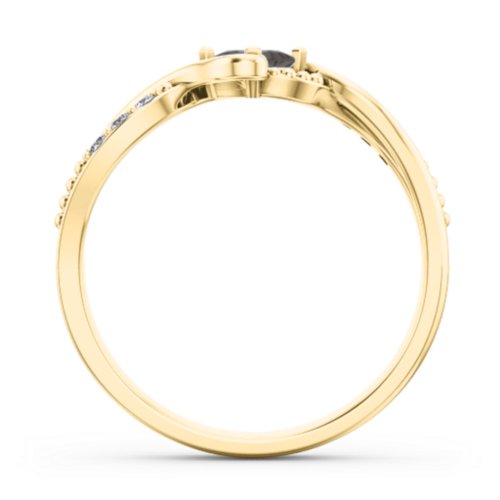 Solitaire Princess Cut Ring with Twisted Split Shank and Accents – 18K Gold Plated Silver with Smokey Quartz and Cubic Zirconia