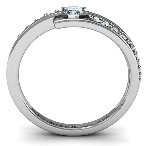Princess Cut Ring with Accents – Sterling Silver with Diamond