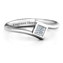 Princess Cut Bypass Ring in 925 Sterling Silver with Cubic Zirconia