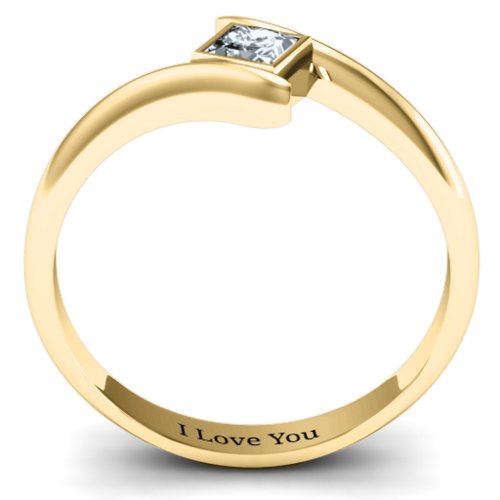 Princess Cut Bypass Ring – 10K Yellow Gold with Cubic Zirconia
