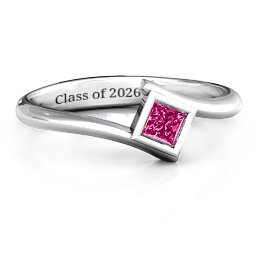 Princess Cut Bypass Ring in 925 Sterling Silver with Ruby