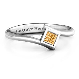 Princess Cut Bypass Ring in 925 Sterling Silver with Citrine